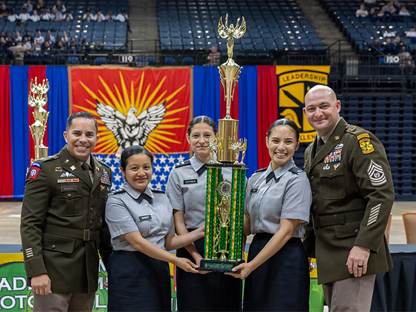 Awards ceremony with trophies