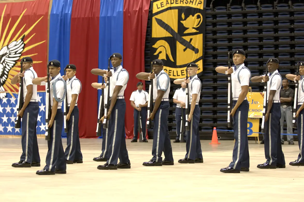 JROTC cadets in formation