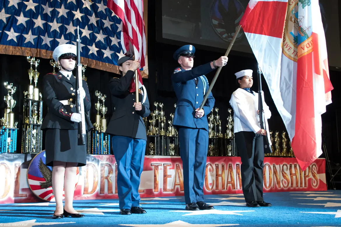 JROTC teams in formation